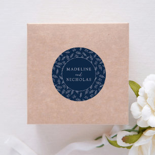 Sticker Rond Mariage naval botanique moderne