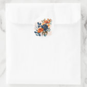 Sticker Rond Mariage Navy Blue and Orange Peony (Sac)