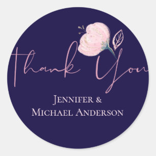 Sticker Rond Mariage Navy Blue Blush Pink Rosé Gold Budget