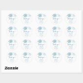 STICKER ROND MARIAGE NEIGE BLEUE PLUIE DE FLEURS (Feuille)