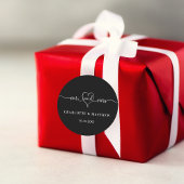 Sticker Rond Mariage noir blanc m. mrs coeur script