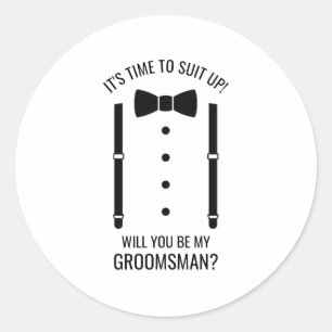 Sticker Rond Mariage noir Bow Cravate Groomsman Proposition
