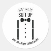 Sticker Rond Mariage noir Bow Cravate Groomsman Proposition (Devant)