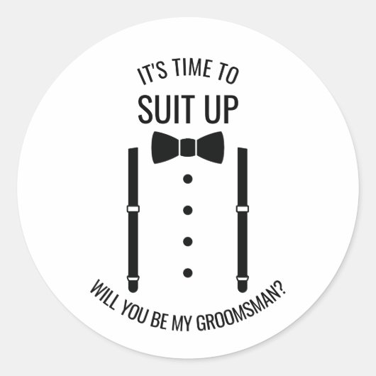 Sticker Rond Mariage noir Bow Cravate Groomsman Proposition (Devant)