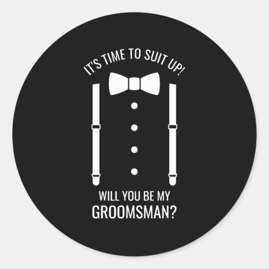 Sticker Rond Mariage noir Bow Cravate Groomsman Proposition (Devant)