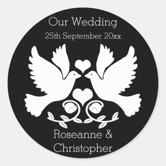 Sticker Rond Mariage noir et blanc (Devant)