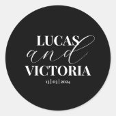 Sticker Rond Mariage noir et blanc chic (Devant)