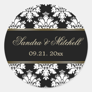 Sticker Rond Mariage noir et blanc Damak