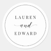 Sticker Rond Mariage noir et blanc moderne (Devant)