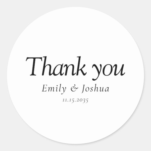 Sticker Rond Mariage noir et blanc moderne (Devant)