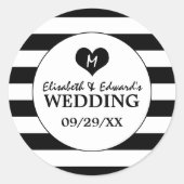 Sticker Rond Mariage noir et blanc moderne (Devant)