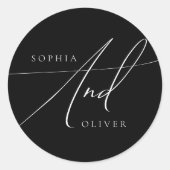 Sticker Rond Mariage noir et blanc simple et élégant (Devant)