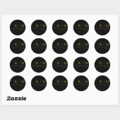 Sticker Rond Mariage noir et or- (Feuille)