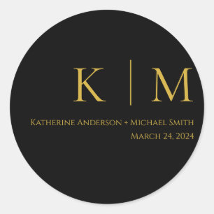 Sticker Rond Mariage noir et or-
