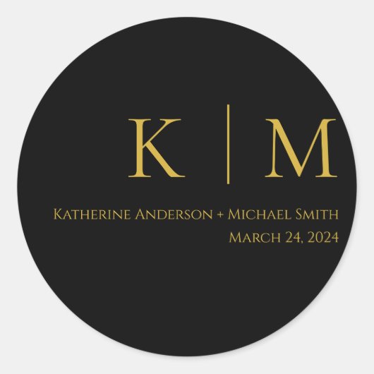 Sticker Rond Mariage noir et or- (Devant)