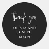 Sticker Rond Mariage noir moderne (Devant)