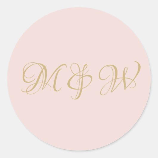 Sticker Rond Mariage noir rose script or monogramme (Devant)