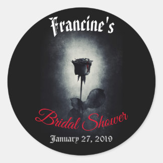 Sticker Rond Mariage noir Rose Sombre