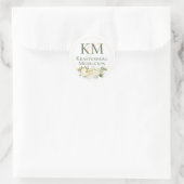 Sticker Rond Mariage Nom personnalisé Monogramme Crème blanche  (Sac)