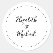 Sticker Rond Mariage Noms noirs et blancs (Devant)