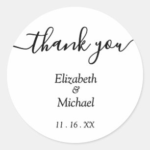 Sticker Rond Mariage Noms noirs et blancs