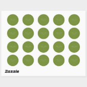 Sticker Rond Mariage Noms Personnalisés Vert Olive Minimaliste (Feuille)