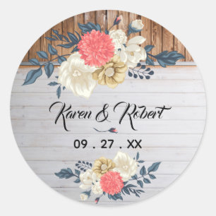 Sticker Rond Mariage occidental rustique