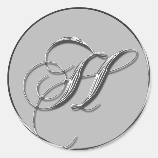 Sticker Rond Mariage officiel en argent Monogramme H Sceau (Devant)