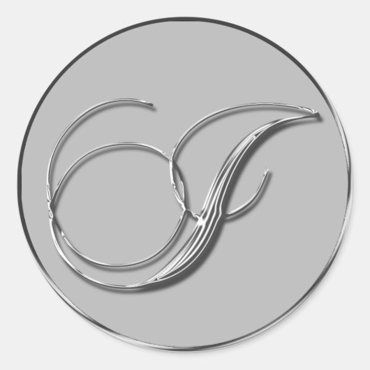 Sticker Rond Mariage officiel en argent Monogramme J Sceau (Devant)