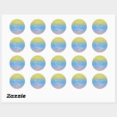 Sticker Rond Mariage Ombre arc-en-ciel bleu rose (Feuille)