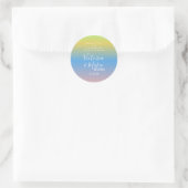 Sticker Rond Mariage Ombre arc-en-ciel bleu rose (Sac)