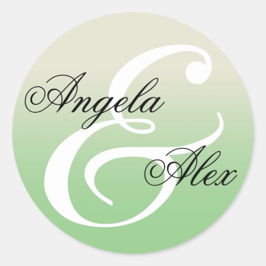 Sticker Rond Mariage ombré vert sauge avec esperluette fantaisi (Devant)