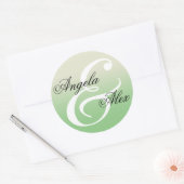 Sticker Rond Mariage ombré vert sauge avec esperluette fantaisi (Enveloppe)