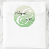 Sticker Rond Mariage ombré vert sauge avec esperluette fantaisi (Sac)