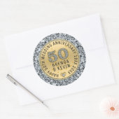 Sticker Rond Mariage or anniversaire diamants blancs et or (Enveloppe)
