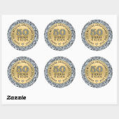 Sticker Rond Mariage or anniversaire diamants blancs et or (Feuille)
