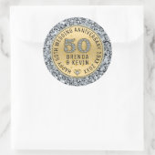 Sticker Rond Mariage or anniversaire diamants blancs et or (Sac)