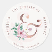 Sticker Rond Mariage  or rose rose pâle (Devant)