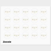 Sticker Rond Mariage or script monogramme élégant personnalisé  (Feuille)