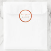 Sticker Rond Mariage orange de cuivre blanc moderne (Sac)