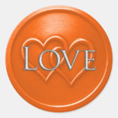 Sticker Rond Mariage Orange Deux Cœurs Entrelacés (Devant)