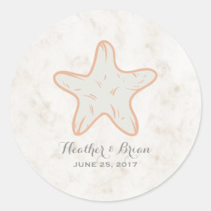Sticker Rond Mariage Orange Rustique Starfish