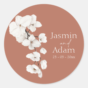 Sticker Rond Mariage Orchidée Terracotta Faveur