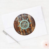 Sticker Rond Mariage ou Fiançailles nautique rustique (Enveloppe)