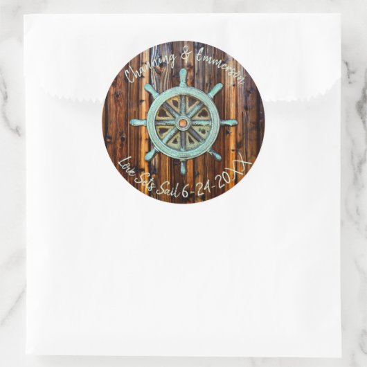 Sticker Rond Mariage ou Fiançailles nautique rustique (Sac)