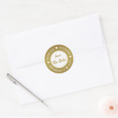 Sticker Rond Mariage Pailleté Or Save The Date (Enveloppe)