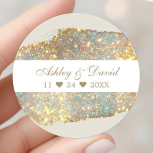 Sticker Rond Mariage Paillettes Holographiques Iridescentes Chi