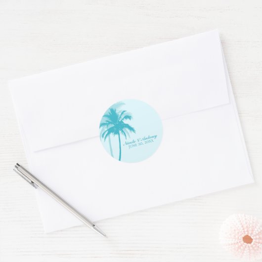 Sticker Rond Mariage Palm Trees (Enveloppe)