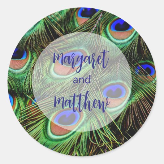 Sticker Rond Mariage Paon (Devant)
