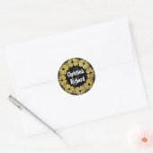 Sticker Rond Mariage papillon d'or (Enveloppe)